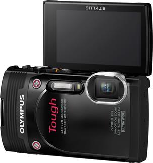 The Olympus TG-850 with tilting viewscreen turned 180 degrees.