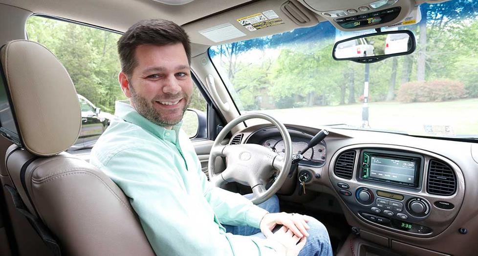 Morgan in his Toyota Sequoia