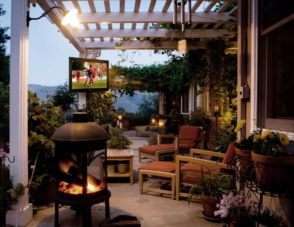 Sunbrite outdoor TV on a patio