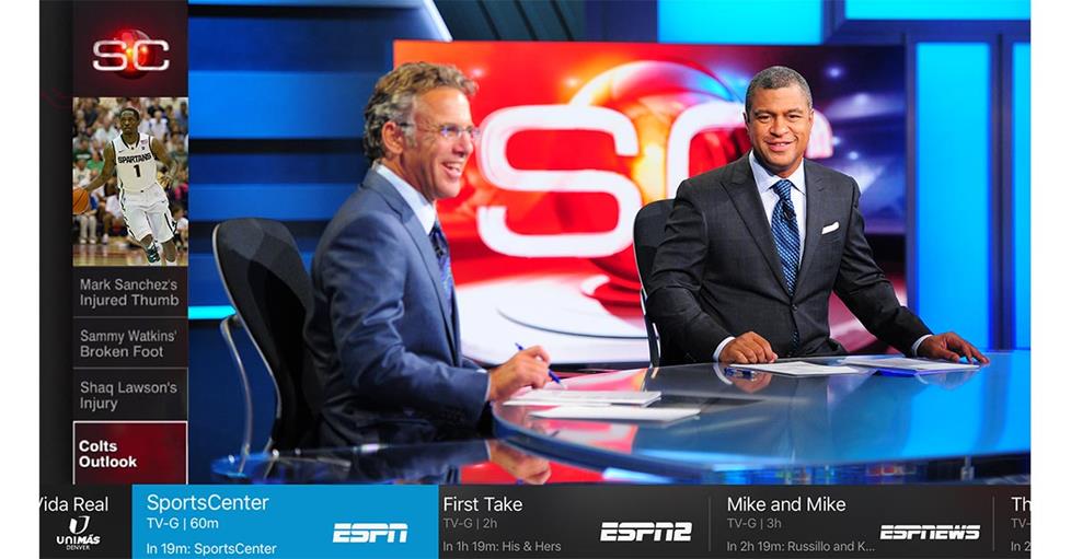 SlingTV screen - Sports Center