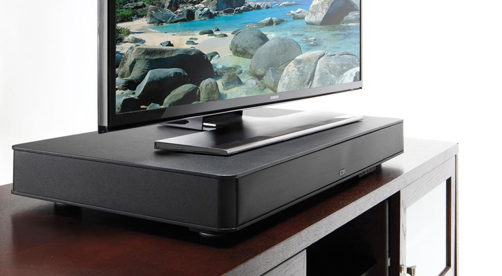 A platform-style sound bar sits under your TV