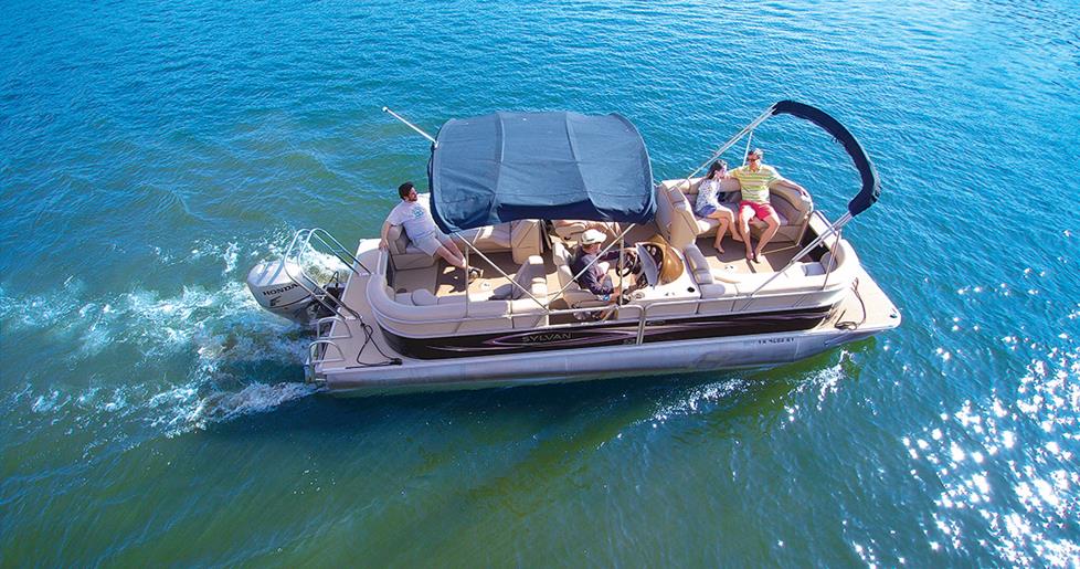 An overhead view of our pontoon