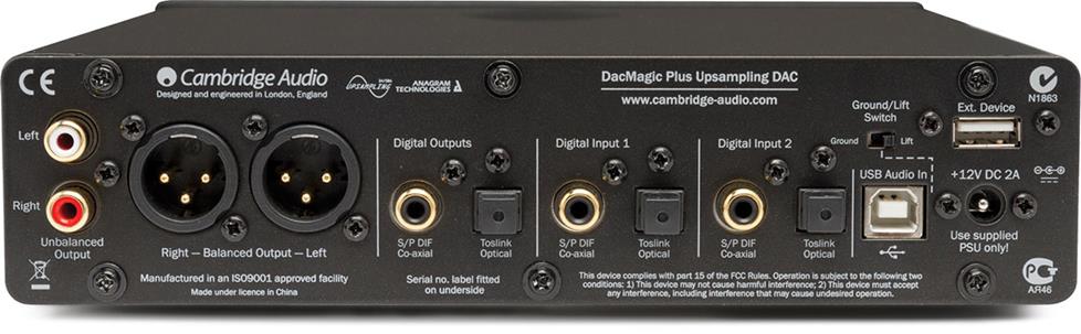 Cambridge DacMagic Plus back panel
