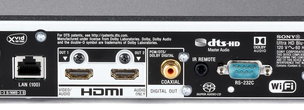 Sony Blu-ray player back panel