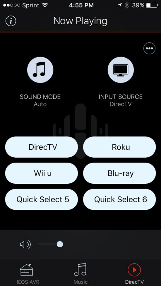 HEOS app inputs