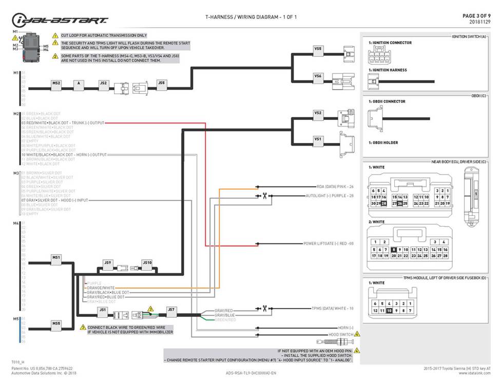 The iDatastart wiring diagram