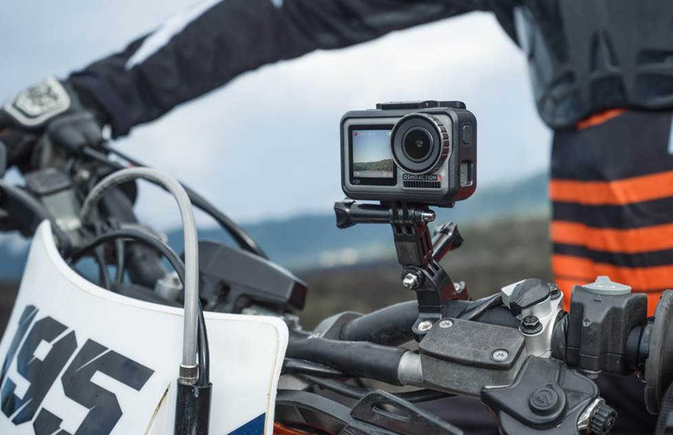 Action cam mounted on a bike