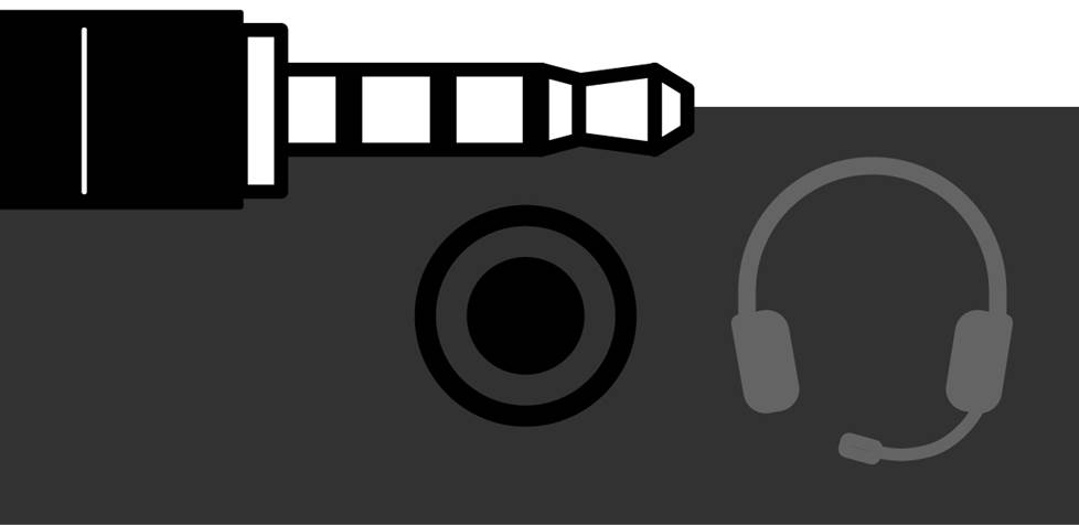 Illustration of a TRRS plug and the symbol that typically appears beside it.