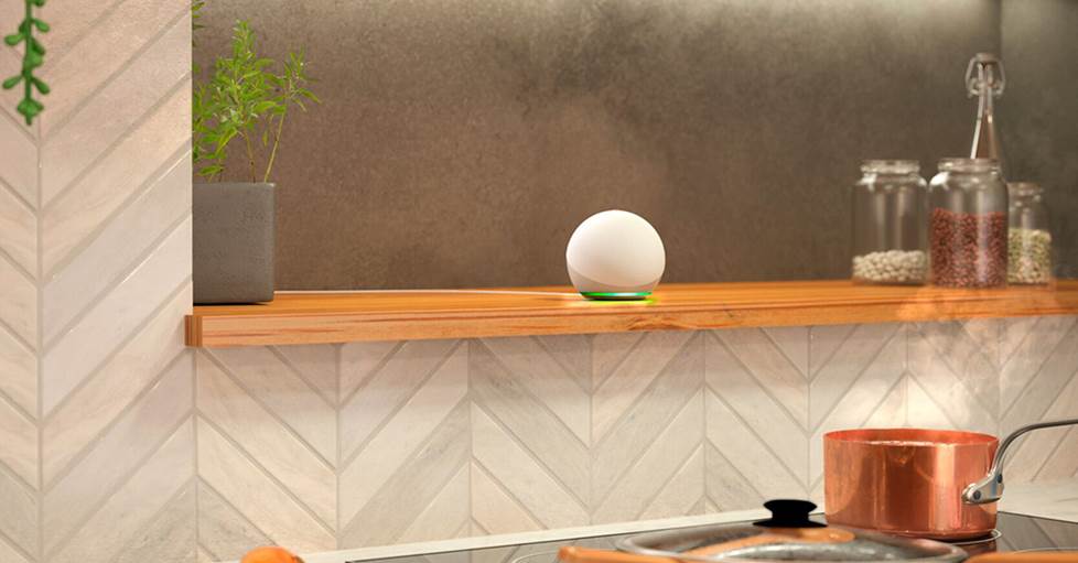 Echo dot on kitchen counter