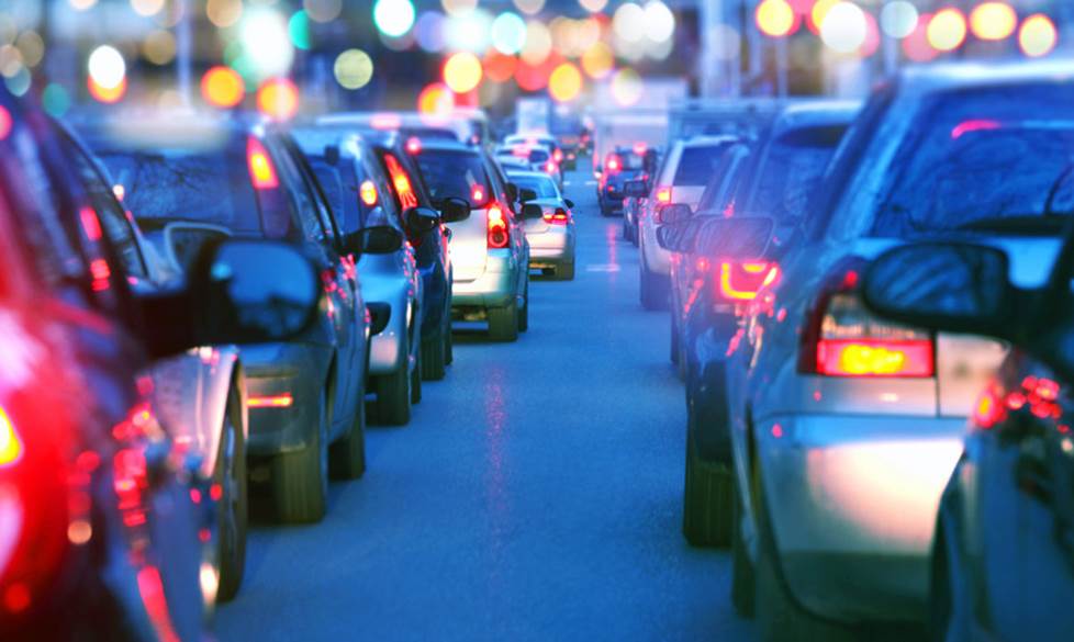 Noisy city street with cars