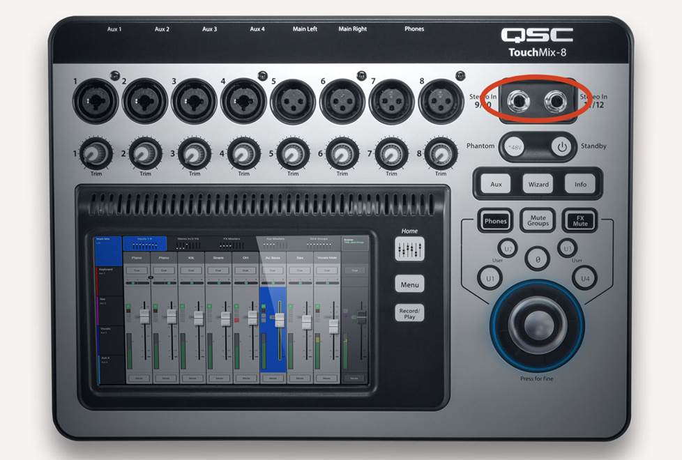 Mixer with a 1/4" stereo input jack