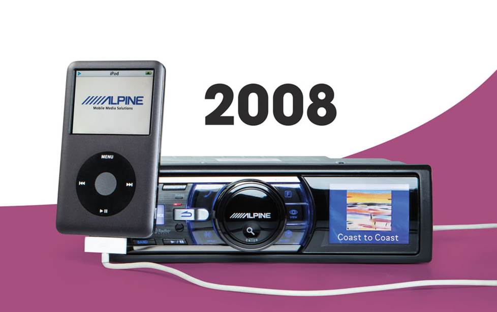 2008 image: Alpine iDA-X100 digital media receiver made specifically for iPod integration