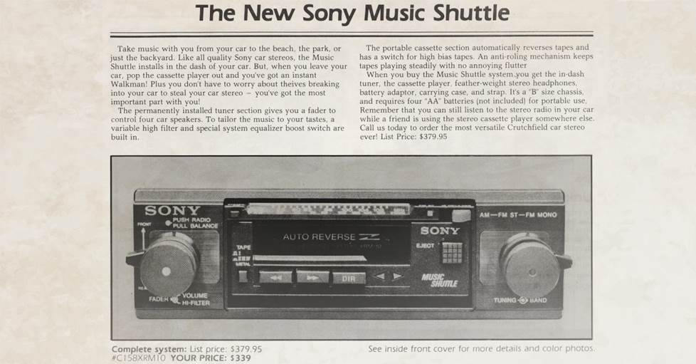 the Sony Music Shuffle in the Crutchfield catalog