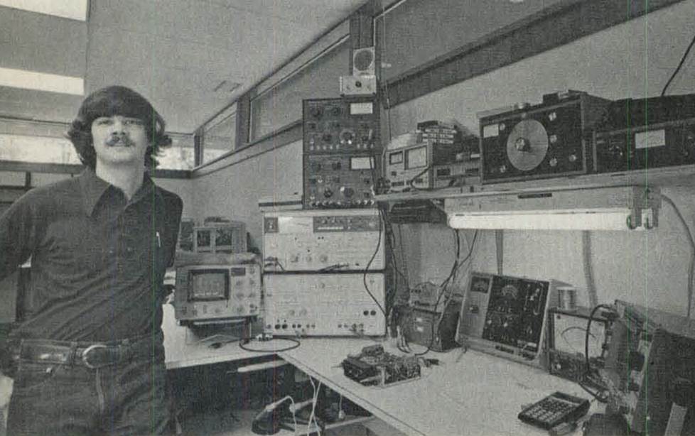 Vintage photo of employee and technical equiptment