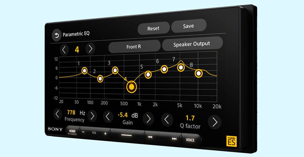 Sony-XAV-9000ES with parametric EQ display