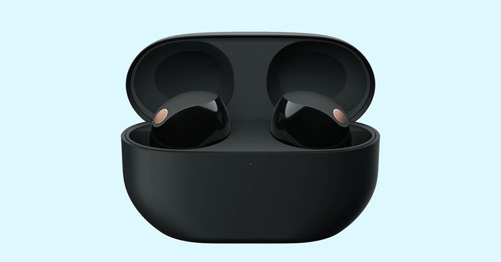 True wireless earbuds in charging case