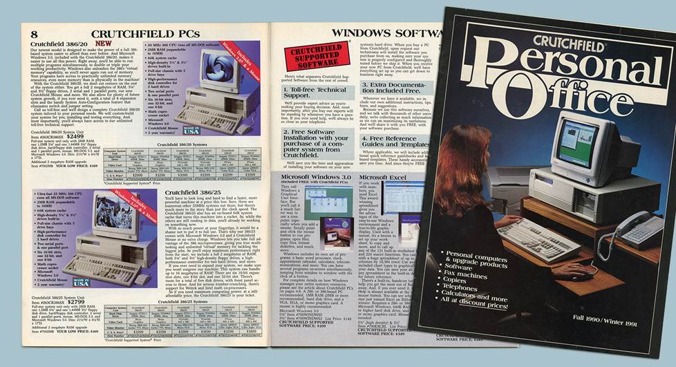Cover and 2 pages from a 1990 catalog