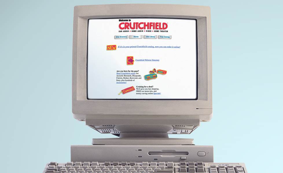 Old desktop computer displaying 1995 website