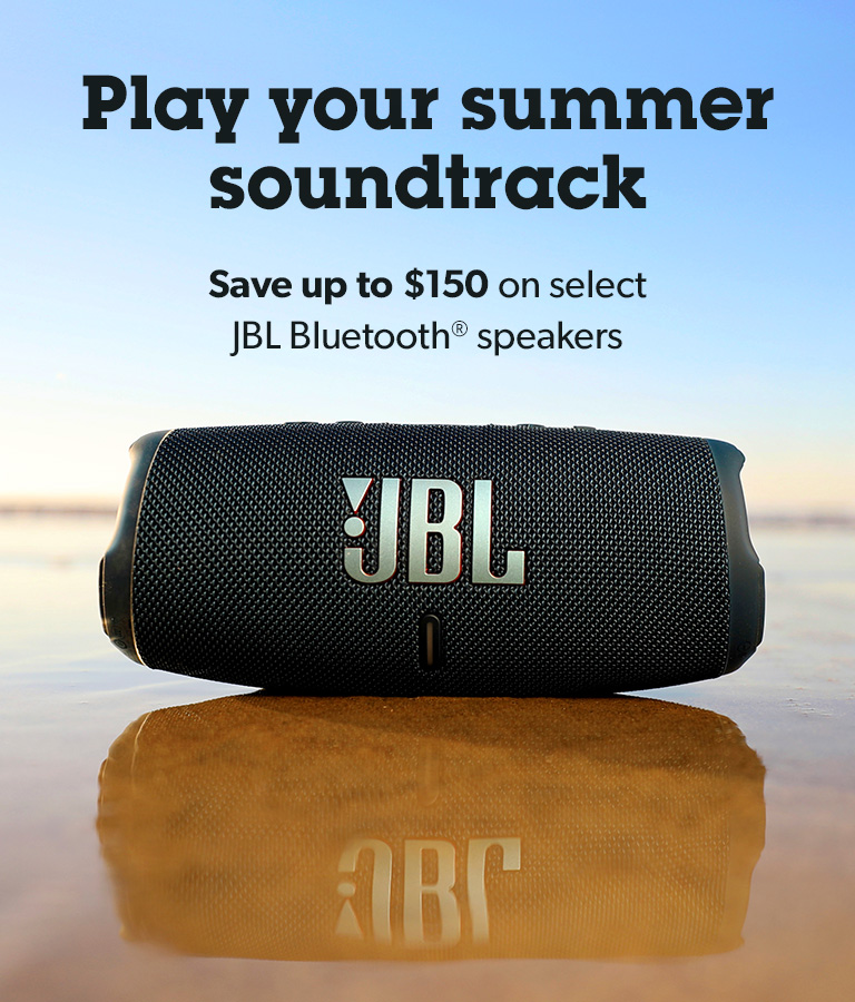 Play your summer soundtrack. Save up to $150 on select JBL Bluetooth speakers.