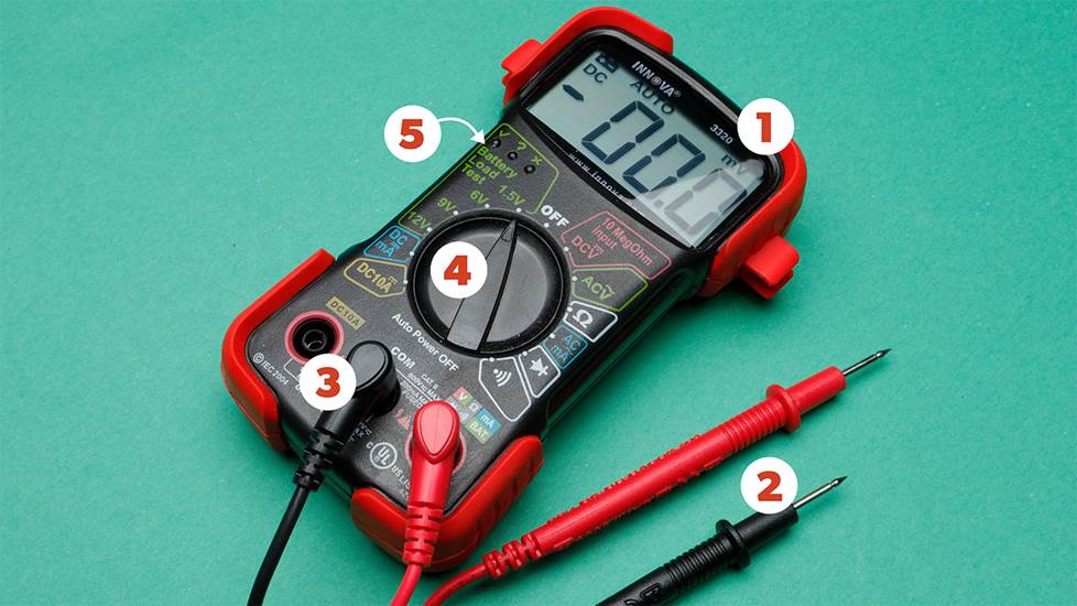 Multimeter front with numbered on the controls