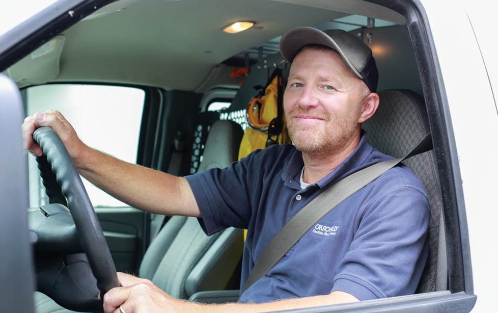Chris in his van