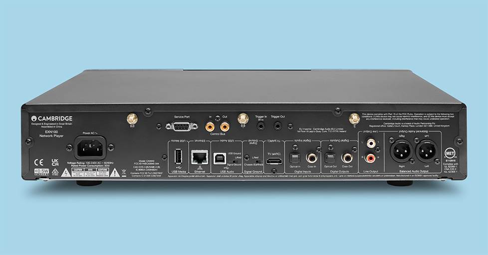 Cambridge Audio EXN100 music streamer's analog and digital outputs