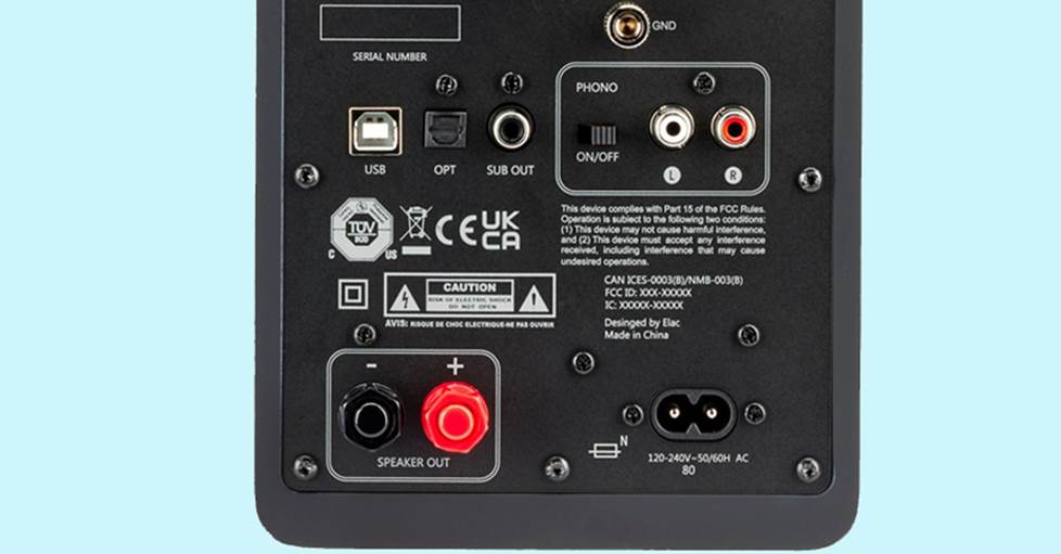 These ELAC speakers feature a dedicated PHONO input for turntables without built-in preamps