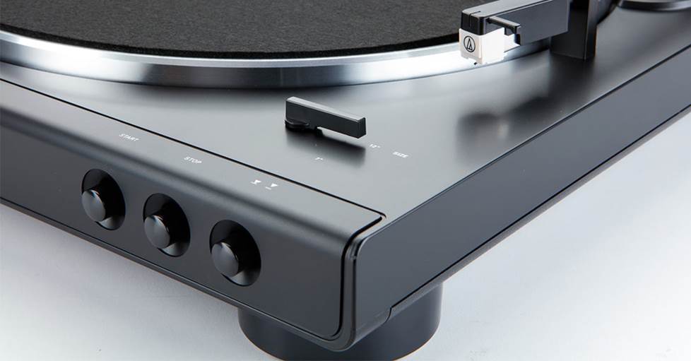 Close up of turntable controls