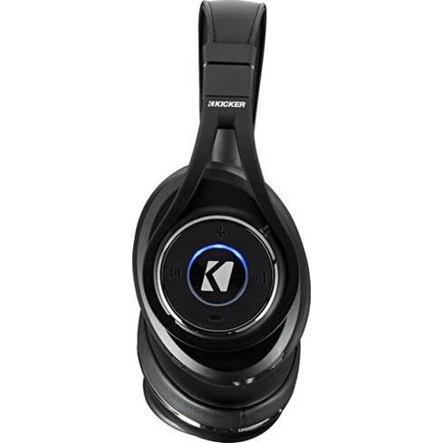 The Kicker CushNC noise-canceling headphones play music wirelessly via Bluetooth.