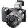 Sony Alpha NEX-5N Front, 3/4 angle, optional OLED electronic viewfinder (not included)
