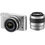 Nikon 1 J1 w/10-30mm and 30-110mm VR Lenses Front (silver)