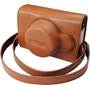 PENTAX Q Vintage Leather Case Front, 3/4 view, plus carrying strap