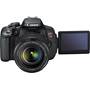 Canon EOS Rebel T4i Kit with 18-135mm Lens Front, higher angle, with LCD display angled towards front