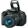 Canon EOS Rebel T4i Kit with 18-55mm Lens Front, 3/4 angle, with flash deployed