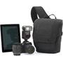 Lowepro Urban Photo Sling 150 shown with typical cargo: cameras, accessories, and tablet (not included)