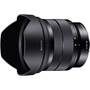 Sony SEL1018 10-18mm f/4 Angled view, with lens hood
