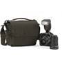 Lowepro Pro Messenger 160 AW shown with Canon DSLR, flash unit, laptop and extra lens (not included)
