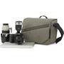 Lowepro Event Messenger 250 shown with Canon DSLR, flash unit, laptop and extra lens (not included)