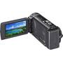 Sony Handycam® HDR-CX210 Back, 3/4 view, with LCD display flipped out