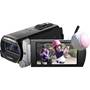 Sony Handycam® HDR-TD20V Front, 3/4 view, touchscreen display angled outwards