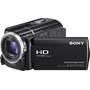 Sony HDR-XR260V Front, 3/4 view, touchscreen display angled outwards