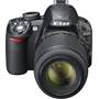 Nikon D3100 Kit with Standard Zoom and Telephoto VR Zoom Lenses Front, higher angle, with included 55-200mm VR lens