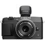 Olympus PEN E-P5 17mm Lens and Viewfinder Bundle Front, straight-on, with included electronic viewfinder