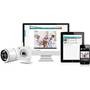 Y-cam Home Monitor Outdoor Shown with indoor camera and compatible devices (not included)