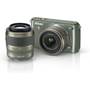 Nikon 1 S1 with Standard and Telephoto Zoom Lenses Front (Khaki)