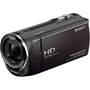 Sony Handycam® HDR-CX220 Front, 3/4 view, with LCD folded in for storage