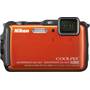 Nikon Coolpix AW120 The orange chassis helps you find the camera if you drop it.