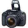 Canon EOS Rebel T5 Two Zoom Lens Bundle Front, with built-in flash deployed