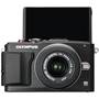 Olympus E-PL6 Kit Front, with LCD screen facing forward