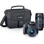 Canon SL1 Two Zoom Lens Bundle Front, with included lenses and bag